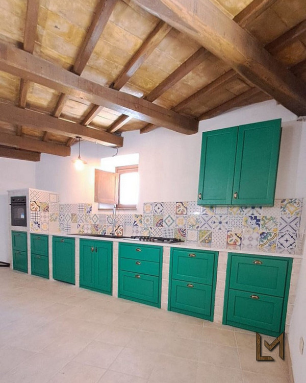 Cucina in muratura a cassettoni